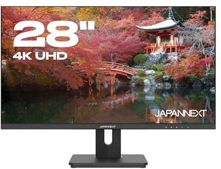 JapanNext Monitor 28 IPS 4K UHD (3840x2160) | Tecnologia HDR | Ricarica tramite USB-C (65W) Inclinazione regolabile Altoparlanti | sRGB 100% G-Sync/FreeSync | Garanzia 2 anni | JN-IPS282UHDR-C65W