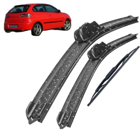 DECI Juego de escobillas limpiaparabrisas Delanteras y traseras para Seat Ibiza 2002-2005,Goma Suave Ajuste cepillos