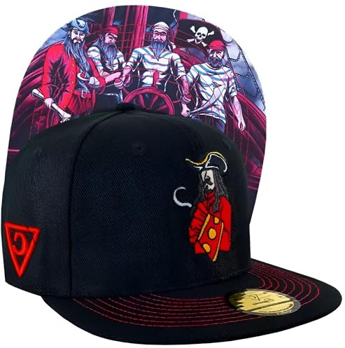 Capiche [99+ Designs] Schwarzer Piratenhut, Piraten, Cap Schwarz, Schwarze Mütze, Piratenhut Männer, Frauen Snapback Kappe Kapitän, Schädel, Caribbean