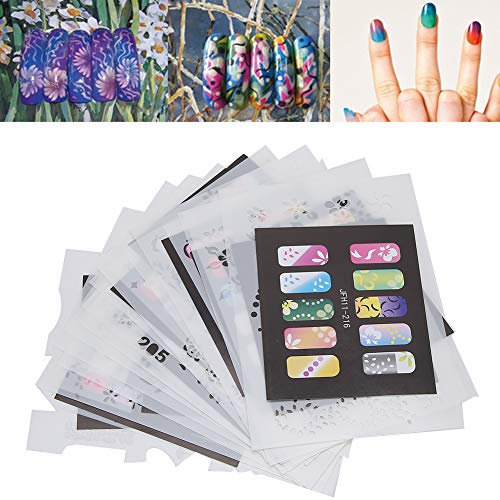 20pcs Reusable Nail Art Printing Template Stencils with Stylish Nail Stickers for DIY Manicure