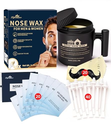 Lifestance Nasenwachs-Set für Männer | 150g Wachs | Nasenhaarwachs-Set mit großer Kapazität und 40 Applikatoren, 20–25 Anwendungen | Nasenwachs-Set für Frauen