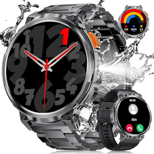 LIGE Montre Connectée avec Appel Bluetooth,1,85 HD Grand Écran, 730mAh Batterie Montre Connectee Homme, 120 + Modes Sportifs/IP68 Etanche/Fréquence Cardiaque 24/7, Android iOS Smart Watch Homme