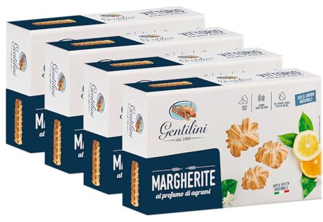 4X Gentilini Biscotti MARGHERITE al Profumo di Agrumi, Antica Ricetta Originale 250g