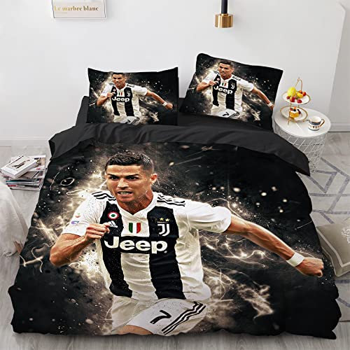 Generisch Fußballstar Bettwäsche-Set, Schwarz, 135x200 cm, 80x80 cm