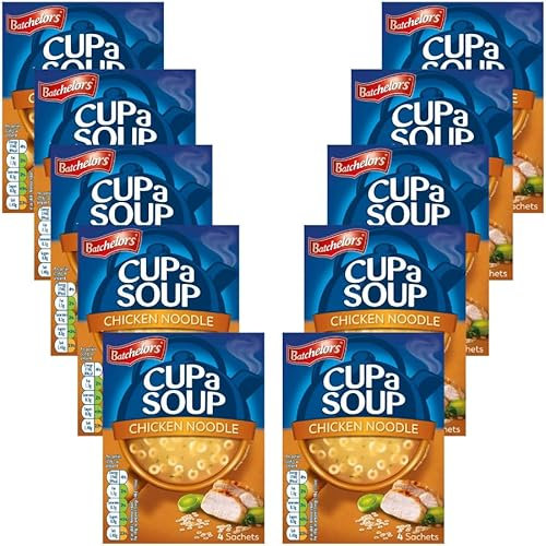 Instant Soup Bundle with Batchelors Cup a Soup Chicken Noodle 94g - 10 Pack | Instant Chicken Noodle Soup, Low In Fat and Sugar, No Artificial Food Colours.
