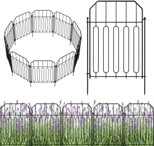 Yeabett Garden Fencing, 25 Pcs Temporary Fencing Animal Fence Barrier, Decorative Metal Fencing for Outdoor Grassland Yard Patio, 31cm(W) × 41cm(H)
