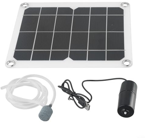 Feeshoppher 20W Solar Pond Aerator Quiet Operation Water Oxygenator With Air Stone Bubbler System For Fish Tank Aquarium