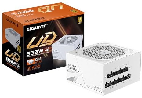 GIGABYTE UD850GM PG5 V2 Ice Netzteil – PCIe Gen 5.1, 80 Plus Gold, Vollmodulares Design, 120-mm-Lüfter, ATX 3.1-kompatibel, EU-Stecker