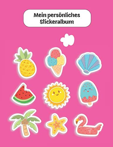 Mein persönliches Stickeralbum: Strand Urlaub Mädchen Motiv | Din A4 Blanko | 35 Seiten Silikonfreies Papier | Geschenkidee