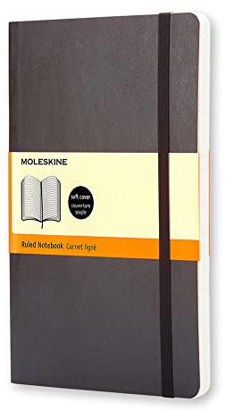 Moleskine Klassisches Notizbuch, Liniertes Notizbuch, Weicher Einband und Elastischer Verschluss, Taschenformat 9 x 14 cm, Schwarz, 192 Seiten