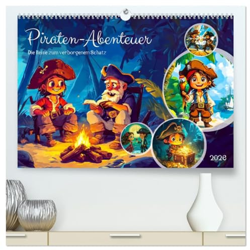 Piraten-Abenteuer - Die Reise zum verborgenen Schatz (hochwertiger Premium Wandkalender 2026 DIN A2 quer), Kunstdruck in Hochglanz: Eine fantastische ... und vergessenen Schätzen (CALVENDO Spass)
