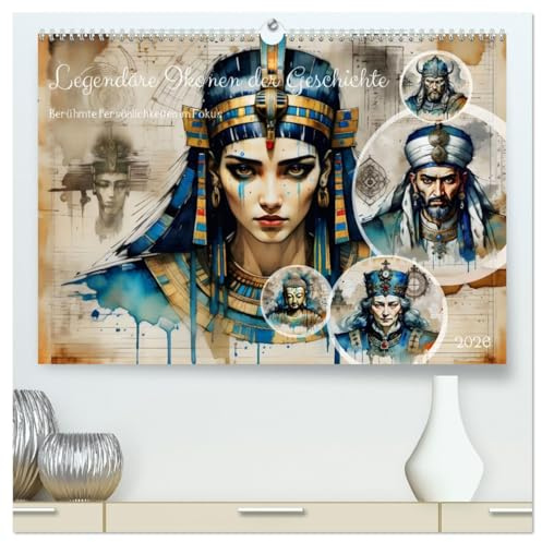 Legendäre Ikonen der Geschichte (hochwertiger Premium Wandkalender 2026 DIN A2 quer), Kunstdruck in Hochglanz: Entdecken Sie faszinierende Porträts ... Geschichte prägten. (CALVENDO Menschen)