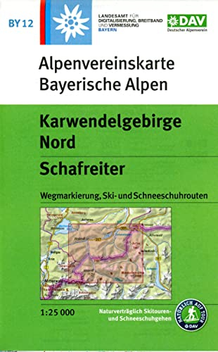 Karwendelgebirge Nord, Schafreiter: Topographische Karte 1:25.000 mit Wegmarkierung, Ski- und Schneeschuhrouten (Alpenvereinskarten)