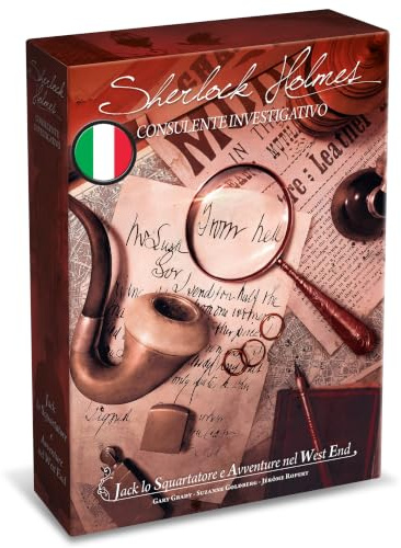 Asmodee - Sherlock Holmes Untersuchungsberater: Jack Lo Ripper und Abenteuer im West End - Detektives Brettspiel, 1-8 Spieler, 14+ Jahre - Italienische Sprache