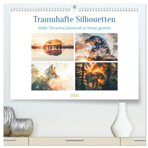 Traumhafte Silhouetten (hochwertiger Premium Wandkalender 2026 DIN A2 quer), Kunstdruck in Hochglanz: Diese kunstvoll gestalteten Silhouetten lassen ... Schönheit erstrahlen. (CALVENDO Tiere)