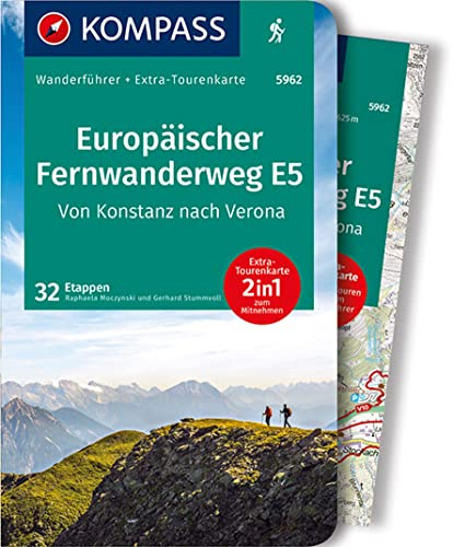 KOMPASS Wanderführer Europäischer Fernwanderweg E5, Von Konstanz nach Verona, 32 Etappen: mit Extra-Tourenkarte, GPX-Daten zum Download: 0