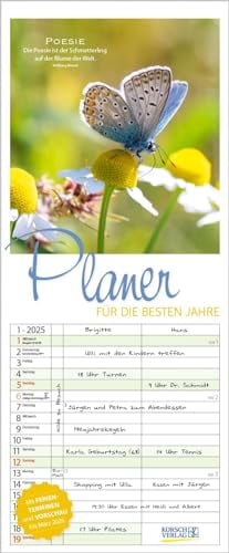 Familienkalender 2025 Planer für die besten Jahre: Familienplaner mit 3 breiten Spalten. Familienkalender, literarischer Rentner-planer mit Ferienterminen, Vorschau bis März 2026 und tollen Extras. 1