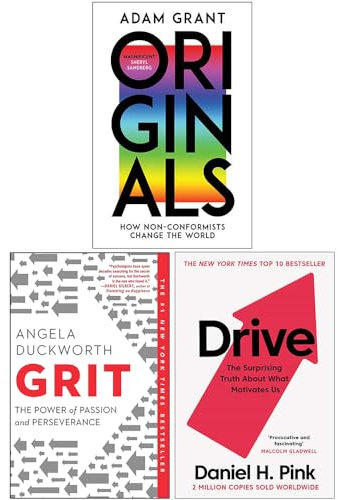 Originals: How Non-conformists Change the World, Grit: The Power of Passion and Perseverance, Drive The Surprising Truth About What Motivates Us 3 Books Collection Set