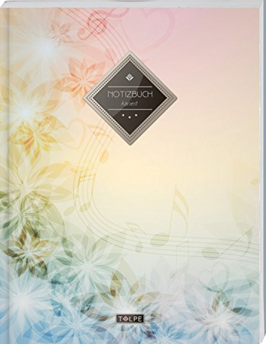 TULPE Kariertes Notizbuch A4 „C016 Pastell Blumen“ (140+ Seiten, Vintage Softcover, Doppelrand, Seitenzahlen, Register - Dickes Notizheft, Matheheft, ... Schulheft, Tagebuch, Kariertes Heft Nr 26)