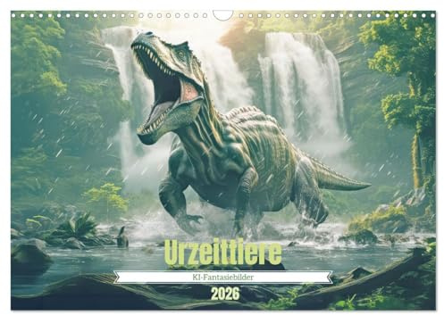 Urzeittiere - KI-Fantasiebilder (Wandkalender 2026 DIN A3 quer), CALVENDO Monatskalender: Giganten der Urzeit (CALVENDO Tiere)