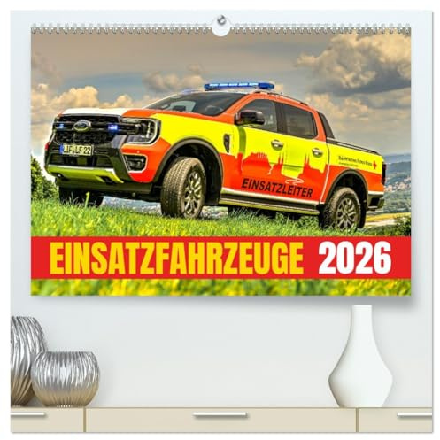 Einsatzfahrzeuge 112 (hochwertiger Premium Wandkalender 2026 DIN A2 quer), Kunstdruck in Hochglanz: Motive mit Einsatzfahrzeugen aus Feuerwehr und Rettungsdienst (CALVENDO Technologie)