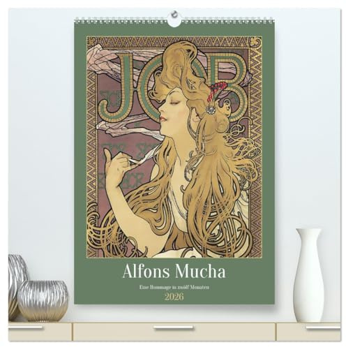 Alfons Mucha - Eine Hommage in zwölf Monaten (hochwertiger Premium Wandkalender 2026 DIN A2 hoch), Kunstdruck in Hochglanz: Alfons Muchas Plakatkunst: ... voller Schönheit und Stil. (CALVENDO Kunst)