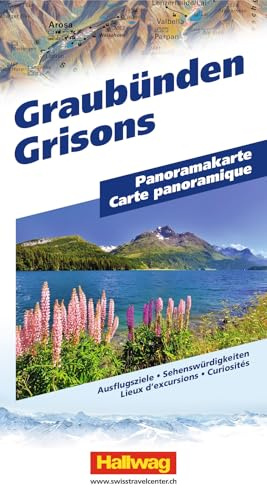 Hallwag Panoramakarte Graubünden: Faszinierende Landschaftskarte mit 3D-Darstellung