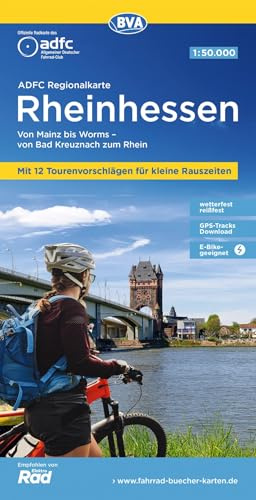 BVA ADFC Regionalkarte Rheinhessen 1:50.000: mit Tagestourenvorschlägen, reiß- und wetterfest, E-Bike-geeignet, GPS-Tracks Download, Von Mainz bis Worms - von Bad Kreuznach zum Rhein
