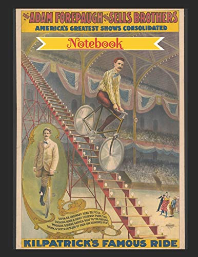 Notebook: Vintage Circus Poster: Velocipede Bicycle Wide Ruled Notebook