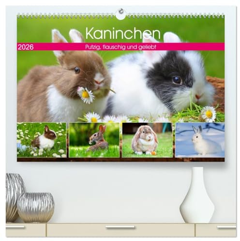 Kaninchen. Putzig, flauschig und geliebt (hochwertiger Premium Wandkalender 2026 DIN A2 quer), Kunstdruck in Hochglanz: Die beliebten und kuscheligen Gesellen mit den langen Ohren (CALVENDO Tiere)
