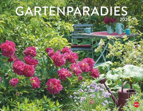 Gartenparadies Posterkalender 2026: Wandkalender mit 12 romantischen Garten-Fotos. Dekorativer Bildkalender für Gartenliebhaber. 44 x 34 cm. Querformat.