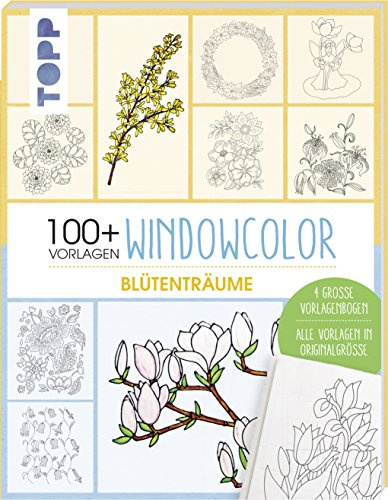 Vorlagenmappe Windowcolor – Blütenträume: Mappe inkl. Anleitungsheft und vier große Vorlagenbögen und über 100 Vorlagenzeichnungen in Originalgröße