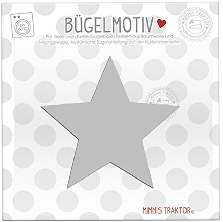Bügelbild Reflektor Stern 9,5 cm SILBER Aufbügler Applikationen Bügelsticker für Stoffe Textilien Kinder zum Aufbügeln Flicken