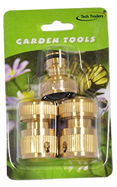 Tech Traders ® Brass Connector Set (3 Pieces),Brass Connector Set Garden Kit Water Hose Lock Quick Connect-Life TIME Warranty