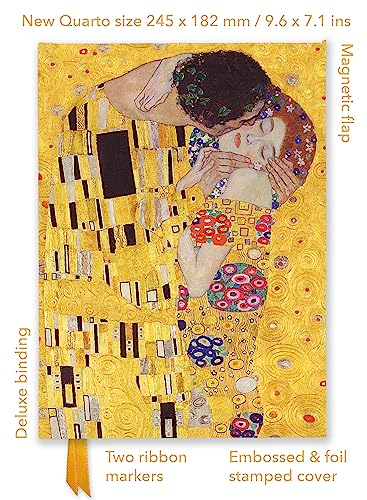 Premium Notizbuch Quartformat: Gustav Klimt, Der Kuss: Unser hochwertiges, liniertes Blankbook mit festem, künstlerisch geprägtem Einband und ... Quartformat Notizbuch mit Magnetverschluss)