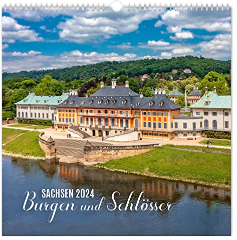 Kalender Burgen und Schlösser Sachsen 2024 | 30 x 30 cm | weißes Kalendarium