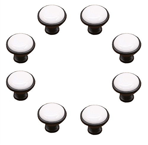 FBSHOP(TM) Lot de 8 poignées de tiroir en porcelaine blanche pour armoires de cuisine, placards, armoire, tiroir, commode, poubelle, coffre, etc