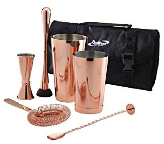 7pc Copper Cocktail Shaker Mixer Set