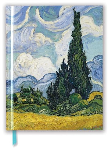 Premium Skizzenbuch: Vincent van Gogh, Weizenfeld mit Zypressen: Unser hochwertiges Blankbook mit festem, künstlerisch geprägtem Einband im Format 28 cm x 21,6 cm