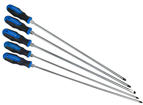 5pc Extra lungo cacciavite piana Pozi con testa Phillips Lunghezza totale 450mm