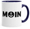Kaffee-Tasse Moin mit Anker Frühstückstasse mit farbigen Henkel und Innenfarbe MoonWorks® navy unisize