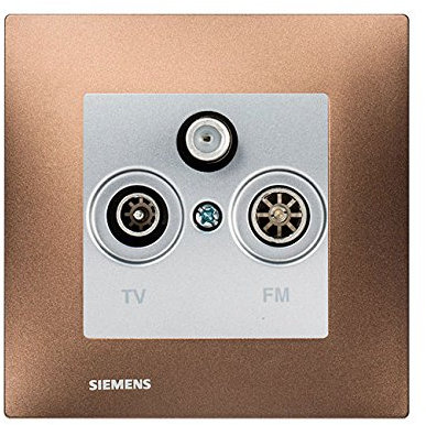 Prise TV FM SAT Silver Delta Viva + Plaque Métal Marron