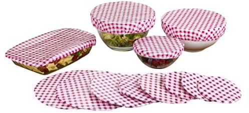 Maximex Topfhauben-Set Karo Klassik 12-teilig, Abdeckhauben mit Gummizug für längere Frische & Schutz, verschiedene Größen