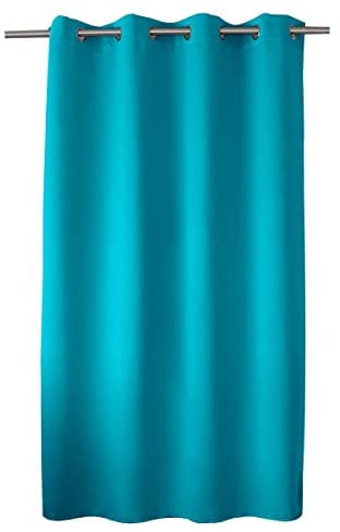 ED ENJOY HOME Rideau Obscurcissant avec Œillets argentés, Bleu Turquoise, 140x180cm, 100% Polyester, Tissu Certifié Oeko-TEX, Collection Réglisse