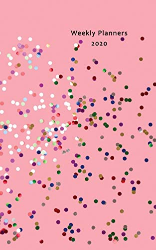 Weekly Planners 2020: Calendar Planner with 12 Months and 53 weeks for Organizer Agenda Schedule Notebook Journal and Business with Beautiful Festival ... Pink with Red Metallic Confetti Theme Cover