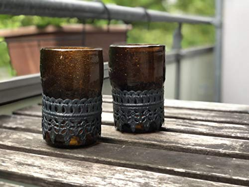 Maison Zoe Trinkgläser aus Recycling-Glas Alexa 2er Set - braun - Durchmesser ≈ 9cm Höhe ≈ 12cm Saftglas - Dekogläser - Wasserglas mundgeblasen