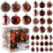 Prextex Brown 36-Piece Shatterproof Glitter Balls, Christmas Tree Baubles, Exquisite Xmas Combo of 36 Christmas Balls and Shape Styles