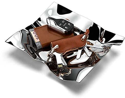 ZOGBX Svuota Tasche da Ingresso Moderno, Vassoio in Acciaio Inox, Vassoio Portaoggetti per tè Pomeridiano Ninnolo Cosmetici Candela