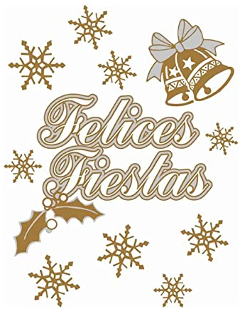 Tradineur - Pack de 3 Sets 11 Pegatinas Adhesivas para Navidad con la Frase de Felices Fiestas - Accesorio para navidades - Color Plata.