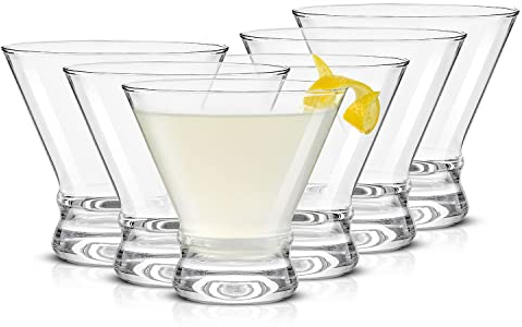 JoyJolt Martini-Gläser 6er-Set – Cocktailgläser – 240 ml Martinigläser ohne Stiel – Margarita-Gläser – Likör-Trinkgläser – Barglas – Dessertbecher aus Glas – Martini-Glasbecher